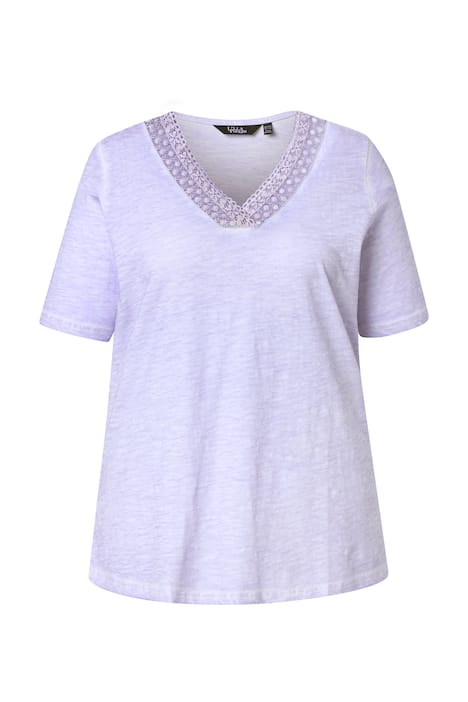 Tričko, krajka, Classic, výstřih do V, krátké rukávy