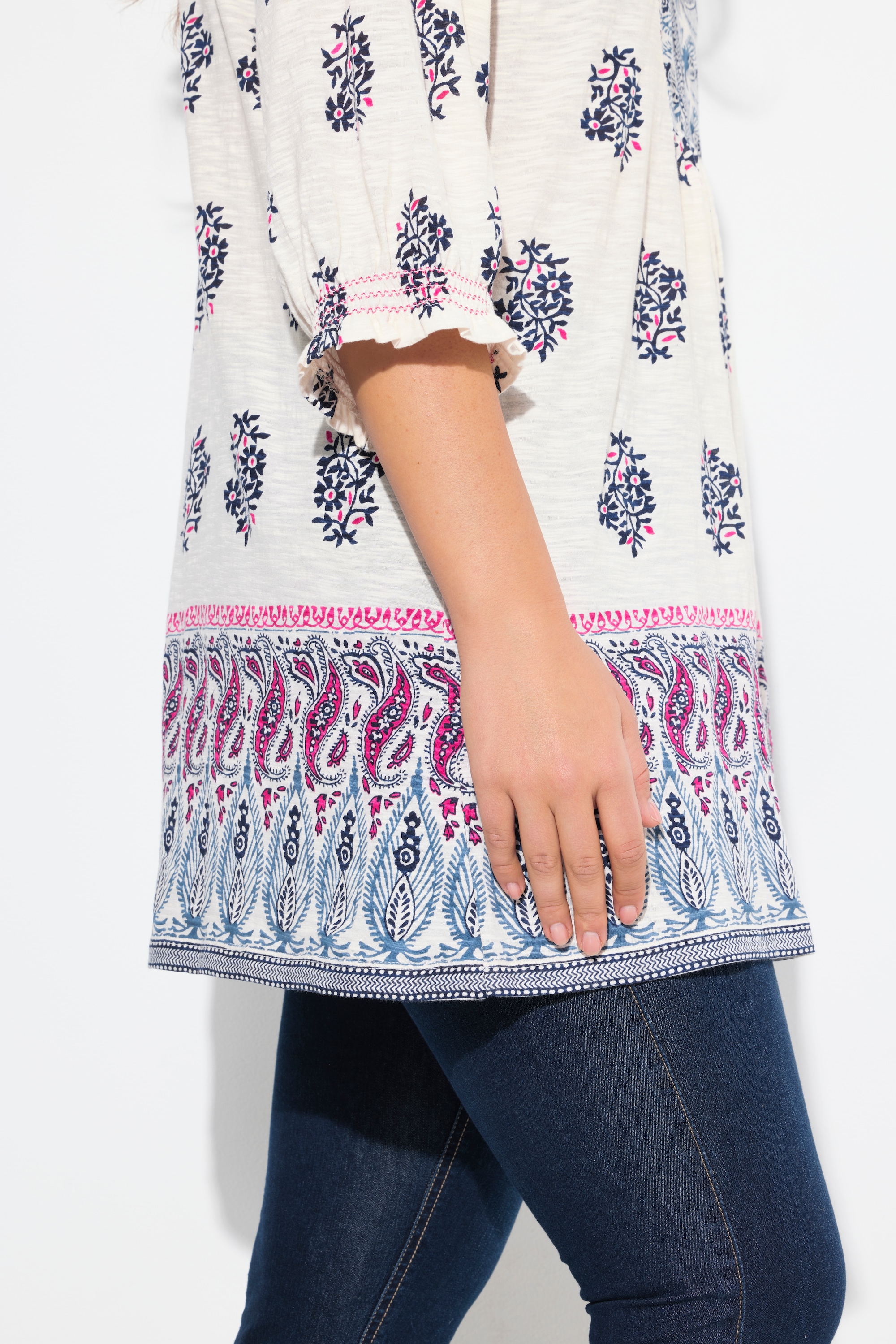 Ulla Popken Damen große Größen Shirt Tunika A Linie Tunika Ausschnitt