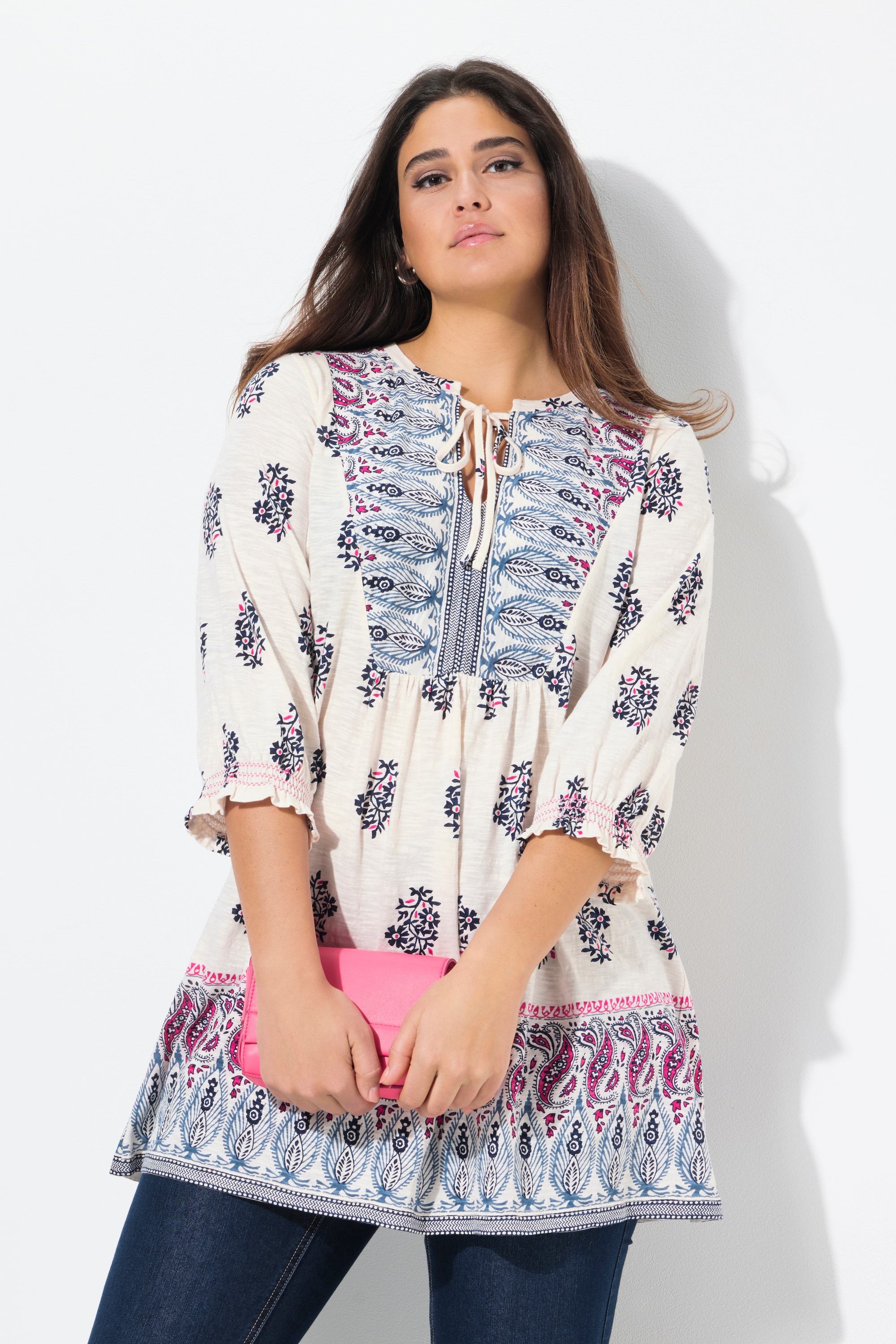 Ulla Popken Damen große Größen Shirt Tunika A Linie Tunika Ausschnitt