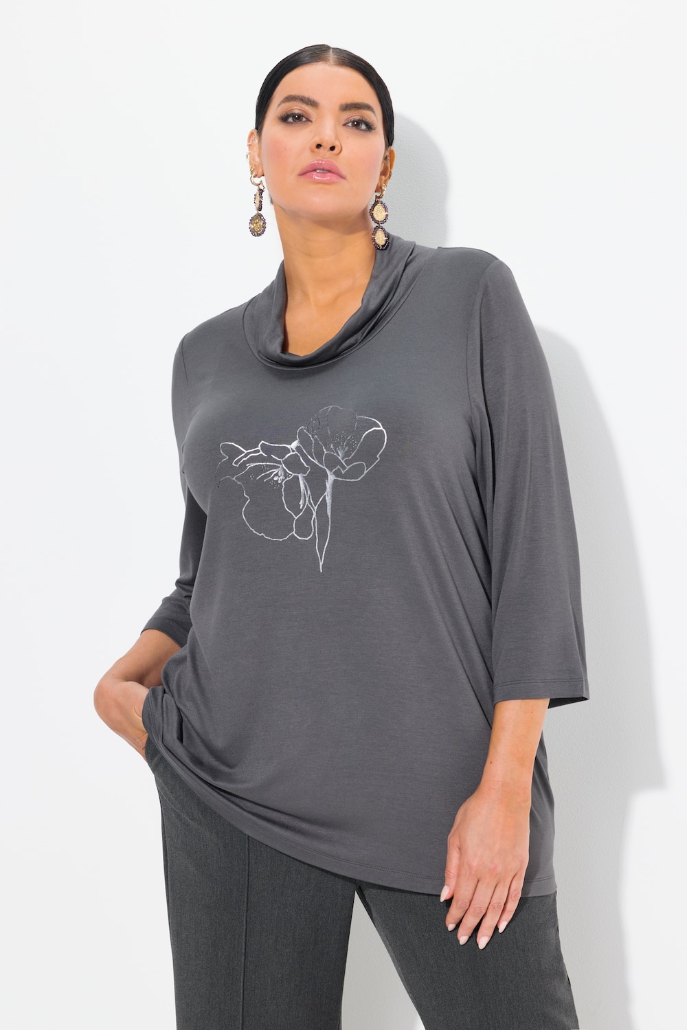 Große Größen Shirt, Damen, grau, Größe: 54/56, Viskose, Ulla Popken