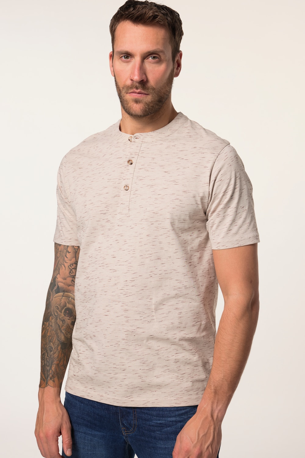 Große Größen JP AWARE Henley, Herren, beige, Größe: 3XL, JP-Aware