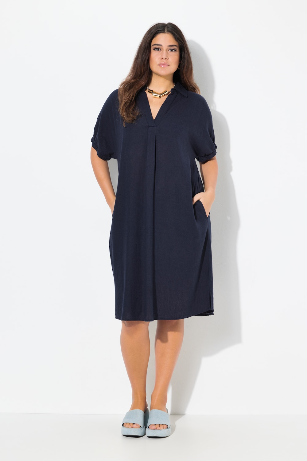 Große Größen Kleid, Damen, blau, Größe: 62/64, Viskose/Leinen, Ulla Popken