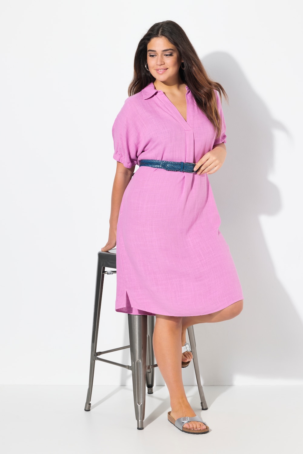 Große Größen Kleid, Damen, rosa, Größe: 62/64, Viskose/Leinen, Ulla Popken