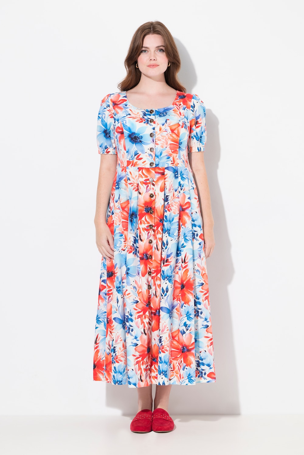 Große Größen Maxikleid, Damen, blau, Größe: 42/44, Viskose/Leinen, Ulla Popken