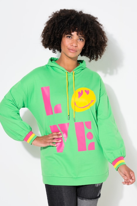 Hoodie, LOVE SMILEY Motiv, Kapuzensweater