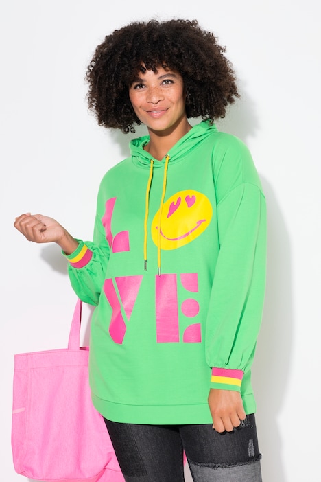 Hoodie, LOVE SMILEY Motiv, Kapuzensweater