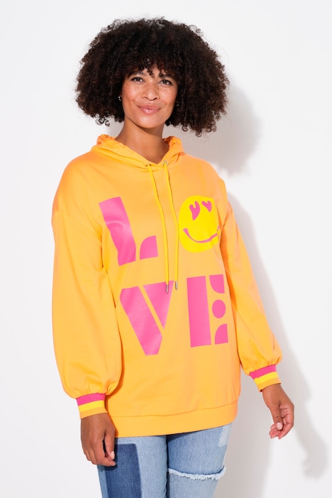 Hoodie, LOVE SMILEY Motiv, Kapuzensweater