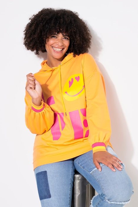 Hoodie, LOVE SMILEY Motiv, Kapuzensweater