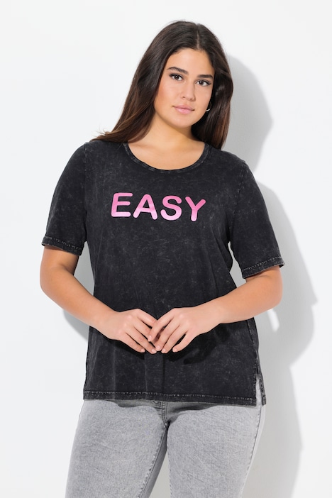 T-shirt col rond et manches courtes, message Easy, coupe Classic