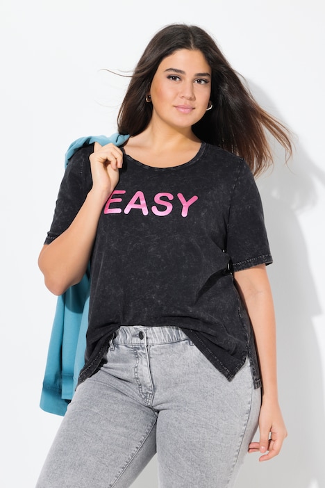 T-shirt col rond et manches courtes, message Easy, coupe Classic