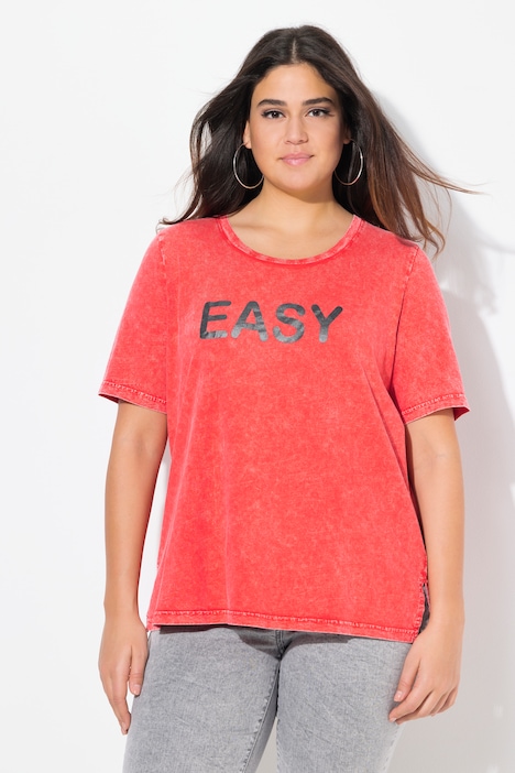 T-shirt col rond et manches courtes, message Easy, coupe Classic