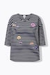 Ringelshirt, Stickerei, Oversized, Rundhals, 3/4-Arm