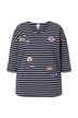 Pruhované tričko,výšivka, oversize, kulatý výstřih, 3/4 rukávy
