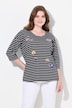 Ringelshirt, Stickerei, Oversized, Rundhals, 3/4-Arm