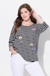 Ringelshirt, Stickerei, Oversized, Rundhals, 3/4-Arm