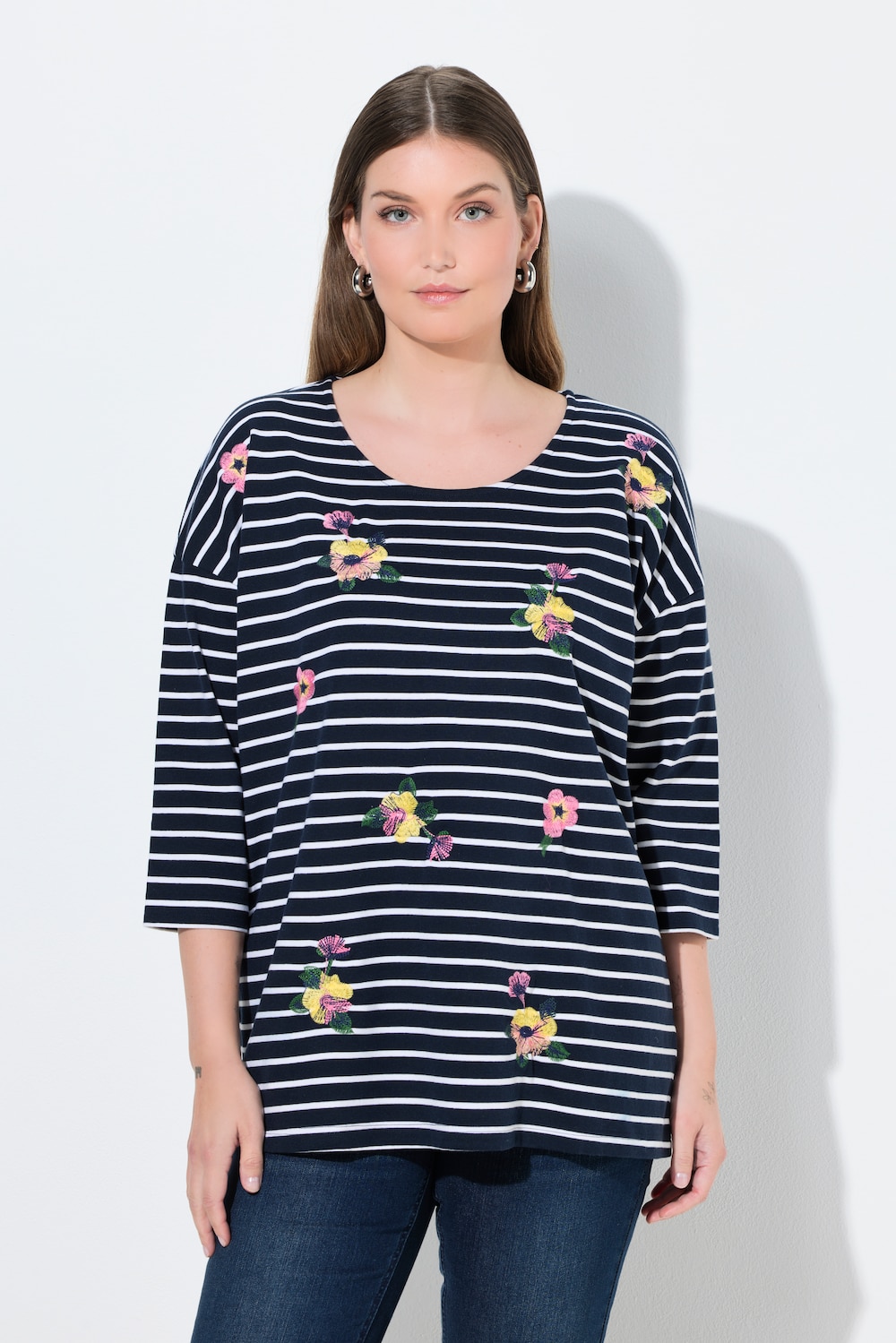 Große Größen Ringelshirt, Damen, blau, Größe: 58/60, Baumwolle/Polyester, Ulla Popken