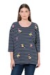 Pruhované tričko,výšivka, oversize, kulatý výstřih, 3/4 rukávy