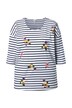 Pruhované tričko,výšivka, oversize, kulatý výstřih, 3/4 rukávy
