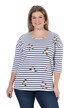Pruhované tričko,výšivka, oversize, kulatý výstřih, 3/4 rukávy