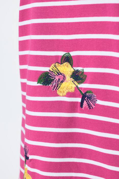 Ringelshirt, Stickerei, Oversized, Rundhals, 3/4-Arm