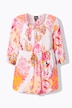 Smockbluse, patchprint, A-form, rund hals, 3/4-ærmer
