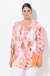 Smockbluse, patchprint, A-form, rund hals, 3/4-ærmer