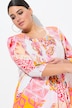 Smockbluse, patchprint, A-form, rund hals, 3/4-ærmer