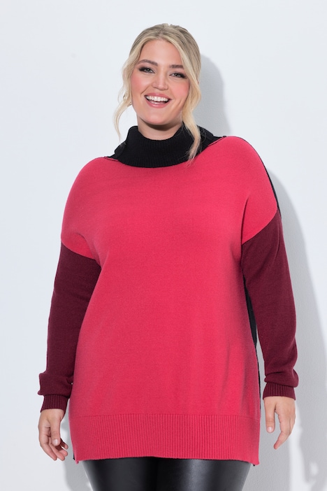 Pullover, oversized, Stehkragen, Colorblocking