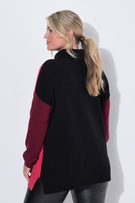 Pullover, oversized, Stehkragen, Colorblocking