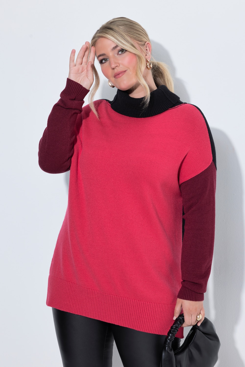 Pullover, oversized, Stehkragen, Colorblocking