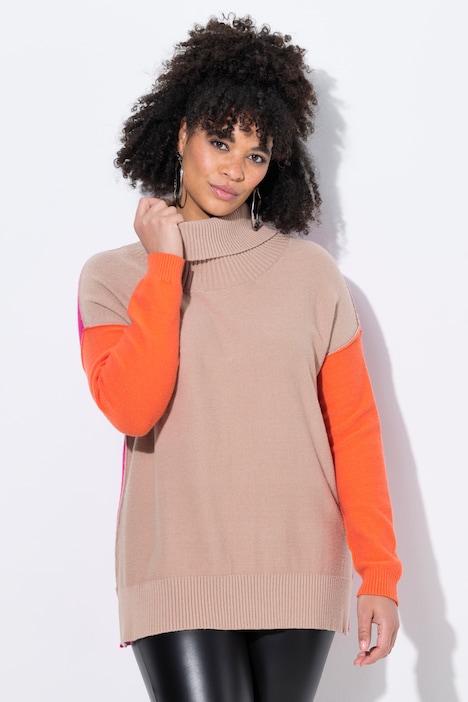 Pullover, oversized, Stehkragen, Colorblocking