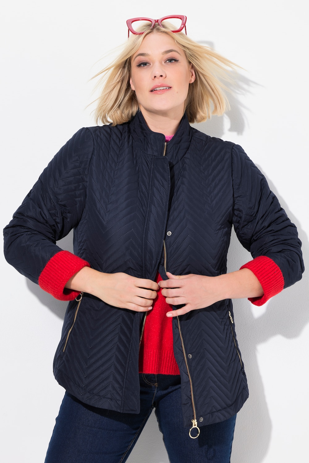 Große Größen Steppjacke, Damen, blau, Größe: 50/52, Polyester, Ulla Popken