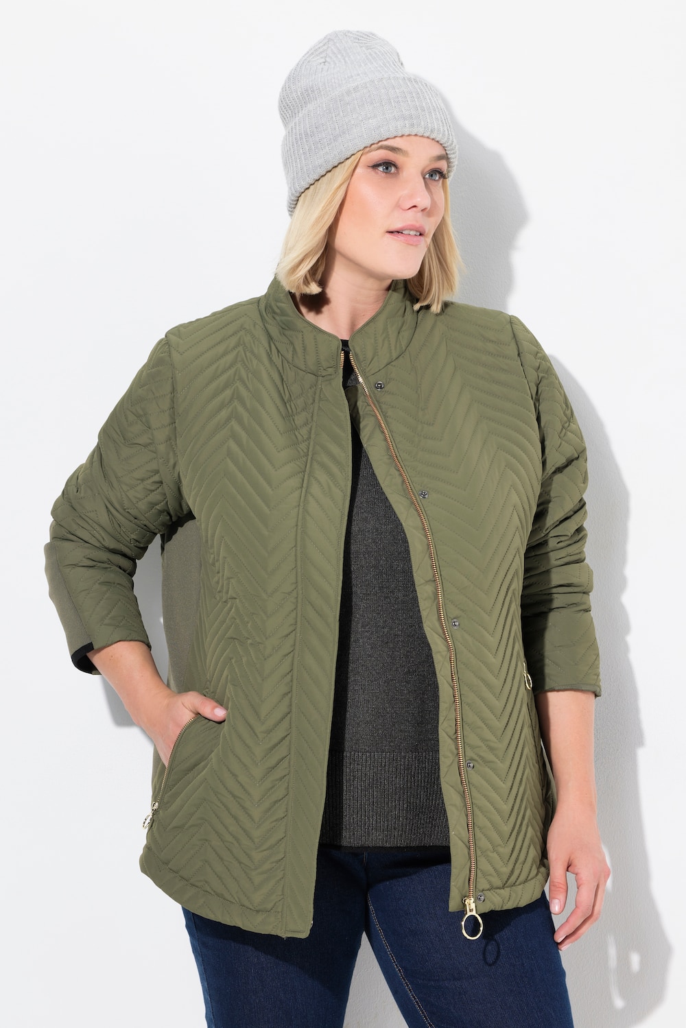 Große Größen Steppjacke, Damen, grün, Größe: 42/44, Polyester, Ulla Popken