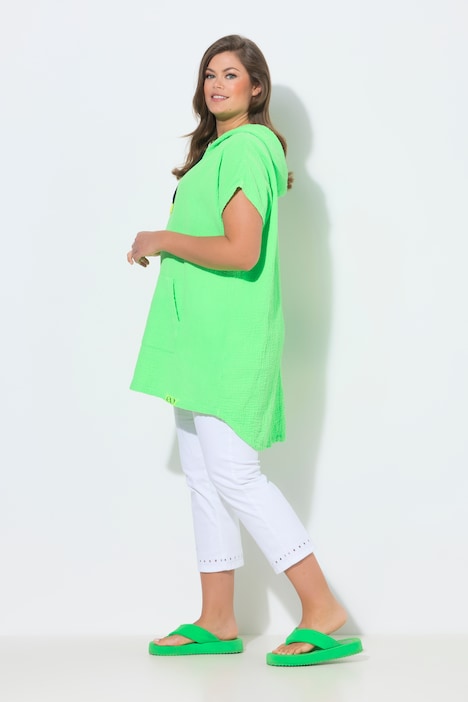 Musselin-Bluse, 1/2 Arm, Kapuze