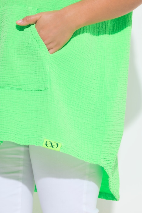 Musselin-Bluse, 1/2 Arm, Kapuze