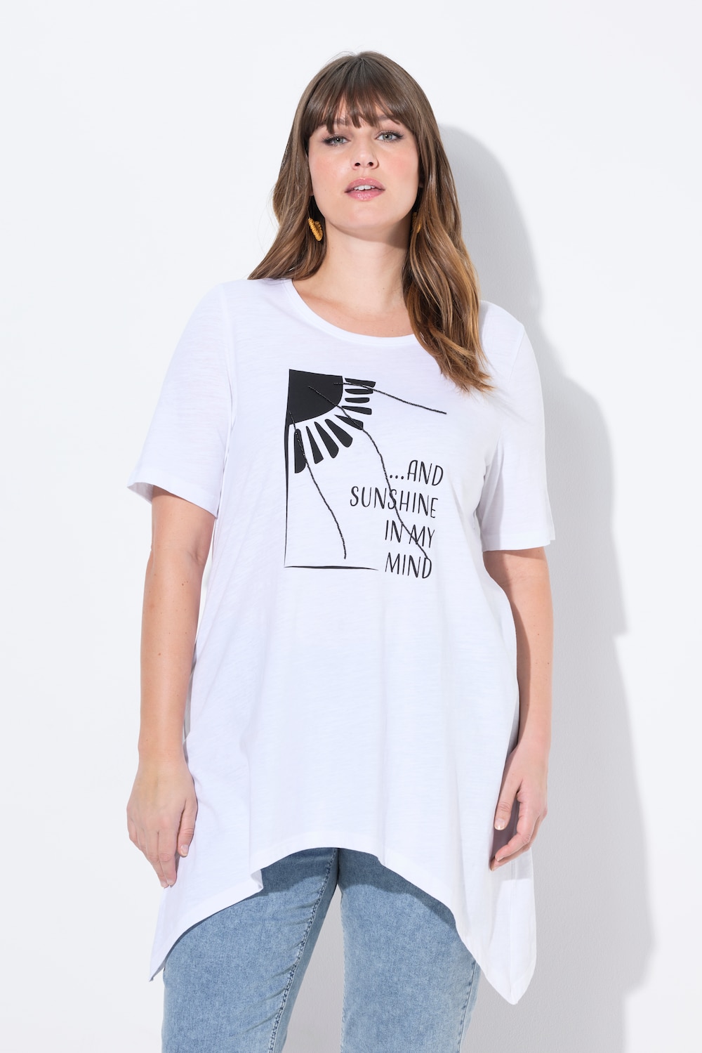 Große Größen T-Shirt, Damen, beige, Größe: 54/56, Baumwolle, Ulla Popken