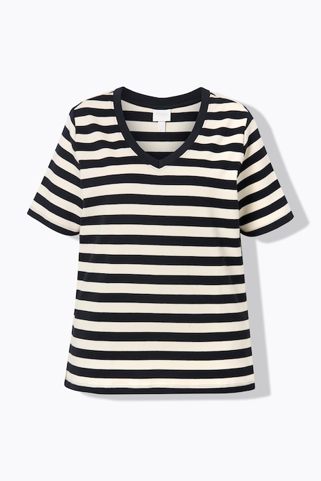 Eco Cotton Striped Short Sleeve V-Neck Tee