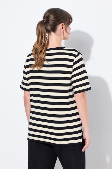 Eco Cotton Striped Short Sleeve V-Neck Tee