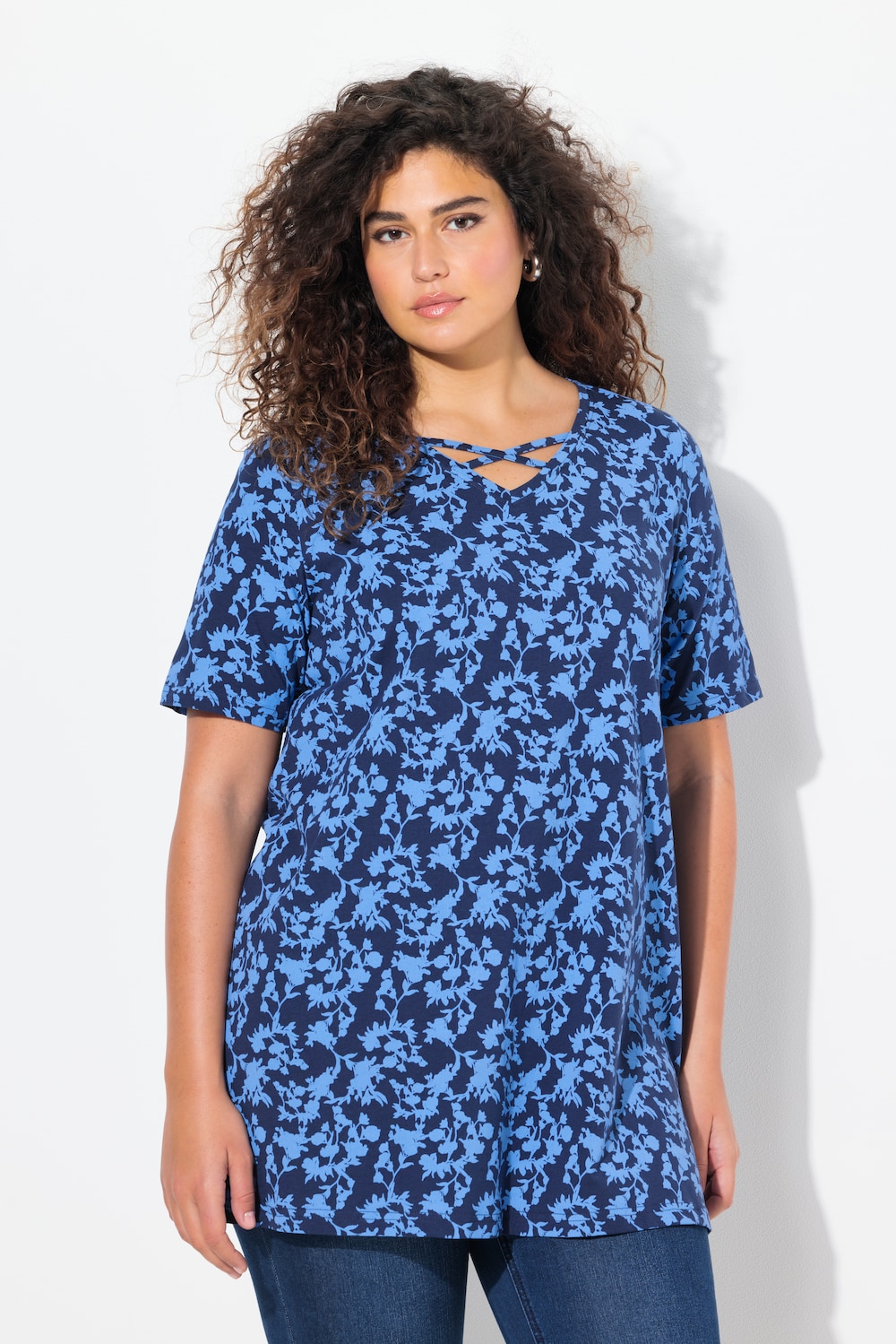 Große Größen T-Shirt, Damen, blau, Größe: 66/68, Baumwolle, Ulla Popken