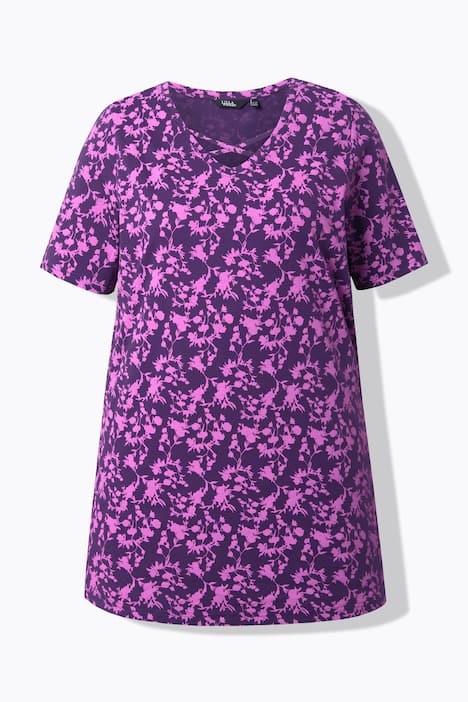 T-shirt, sierbanden, V-hals, korte mouwen