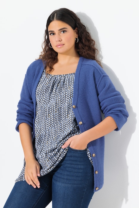 Polka Dot Short Sleeve Square Neck Knit Tunic