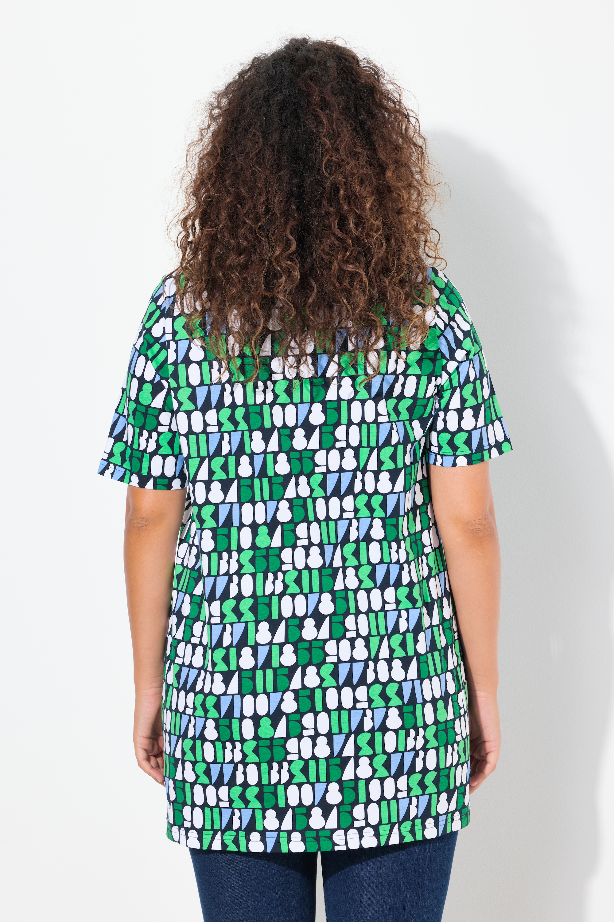 Ulla Popken Damen große Größen T Shirt Zahlen A Linie V Ausschnitt