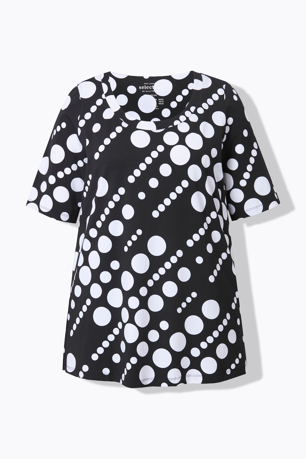 Stora storlekar T-shirt i pimabomull, Dam, svart, storlek: 42/44, Bomull, Ulla Popken