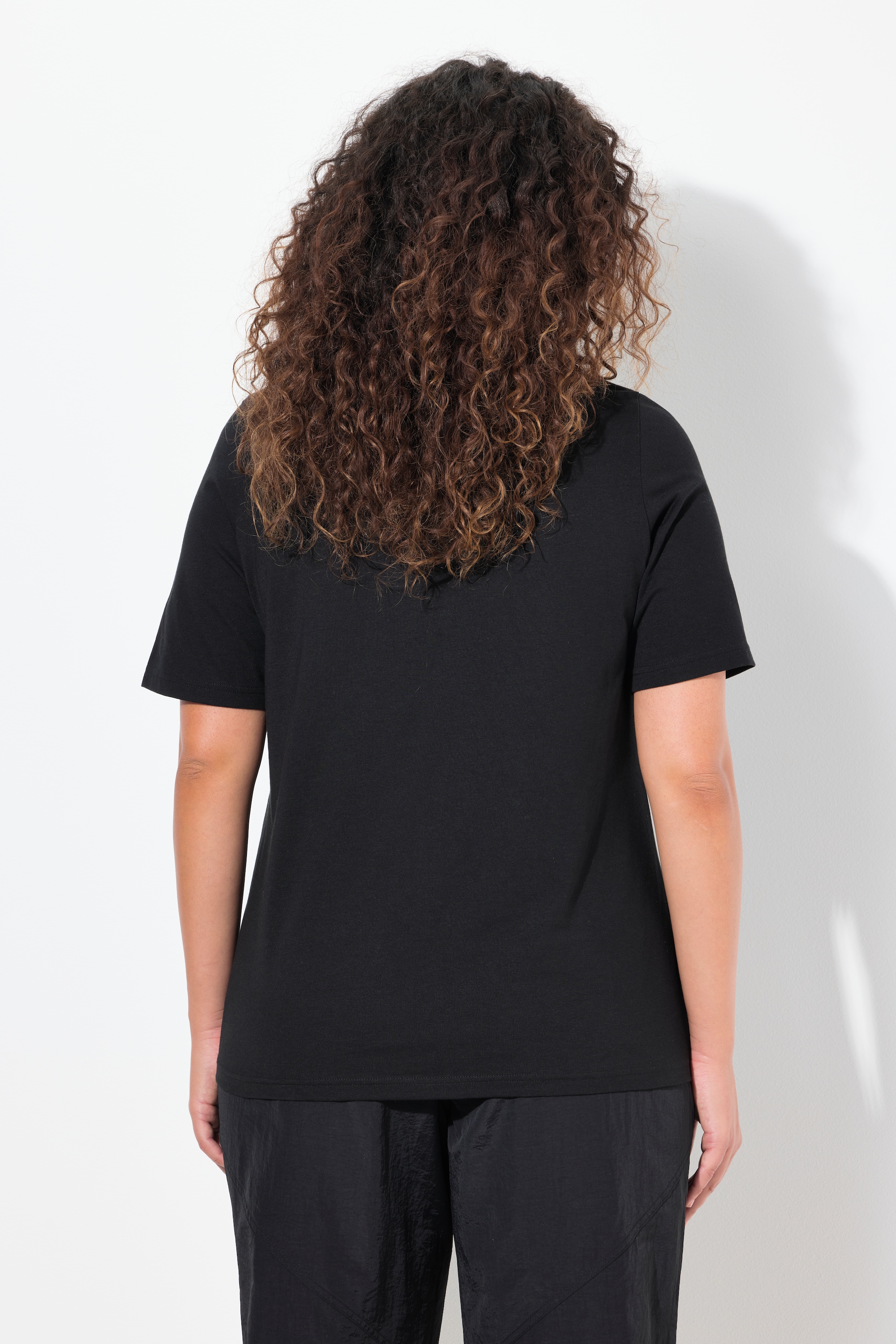 Ulla Popken Damen große Größen T Shirt Blüten Classic V Ausschnitt