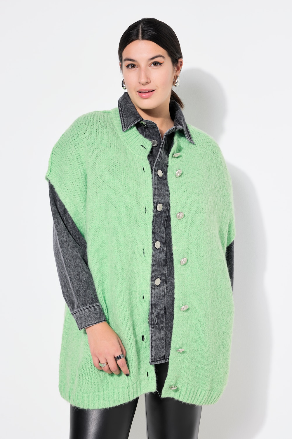 Große Größen Strickweste, Damen, grün, Größe: 54/56, Synthetische Fasern/Wolle, Studio Untold