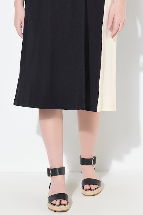 Eco Cotton Elastic Waist Colorblock Skirt