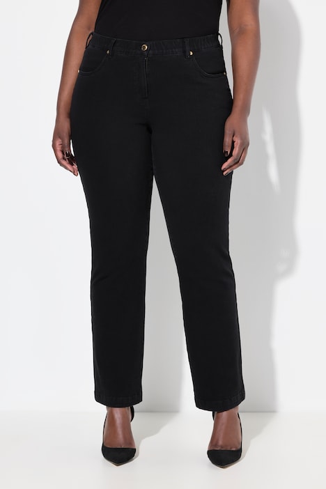 Jeans modello Mandy con black denim, taglio della gamba dritto e cintura elastica