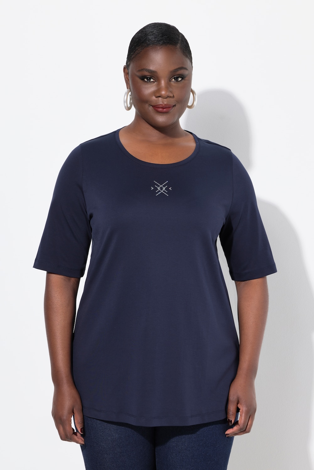 Große Größen Pima Cotton Shirt, Damen, blau, Größe: 42/44, Baumwolle, Ulla Popken