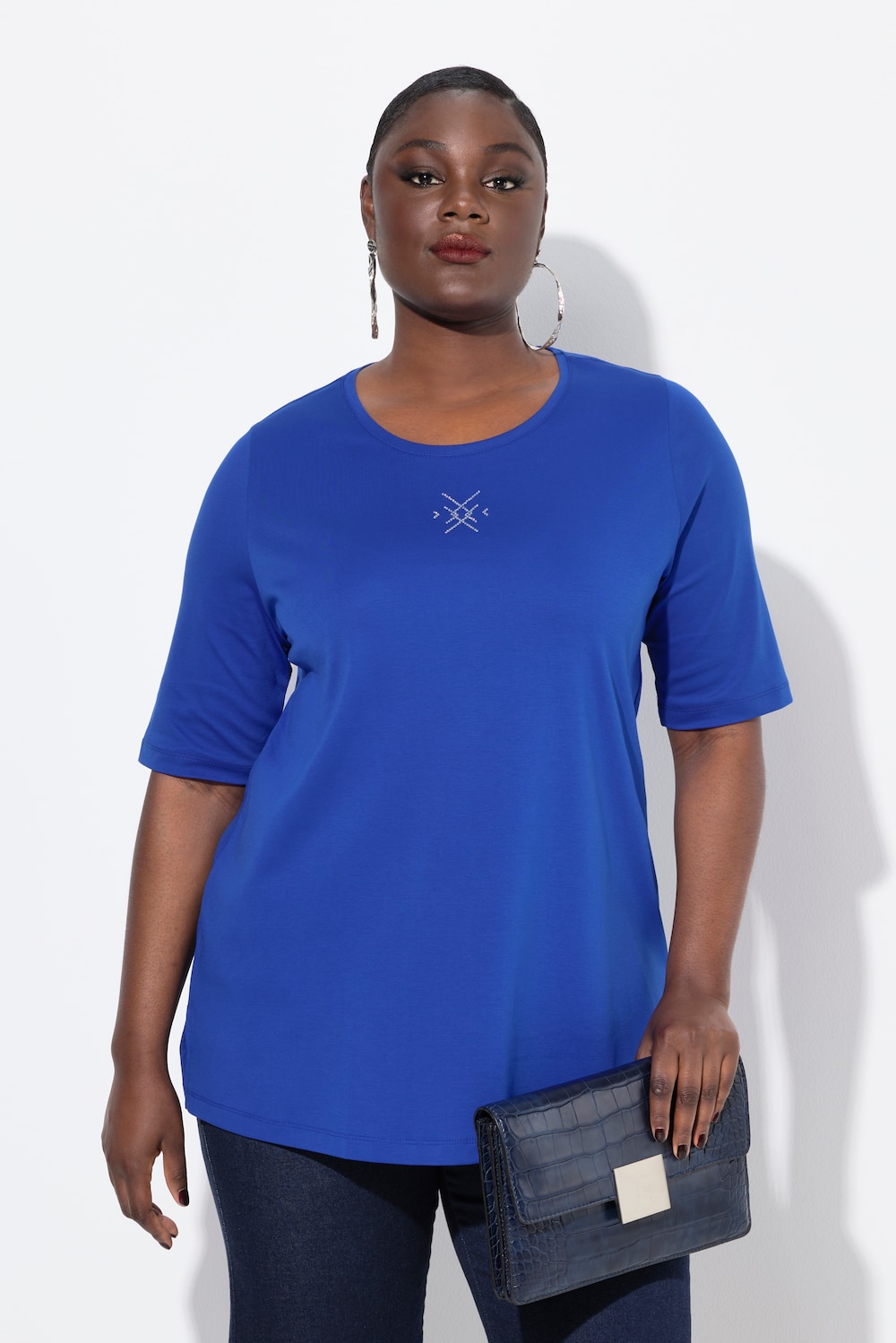 Große Größen T-Shirt, Damen, blau, Größe: 46/48, Baumwolle, Ulla Popken