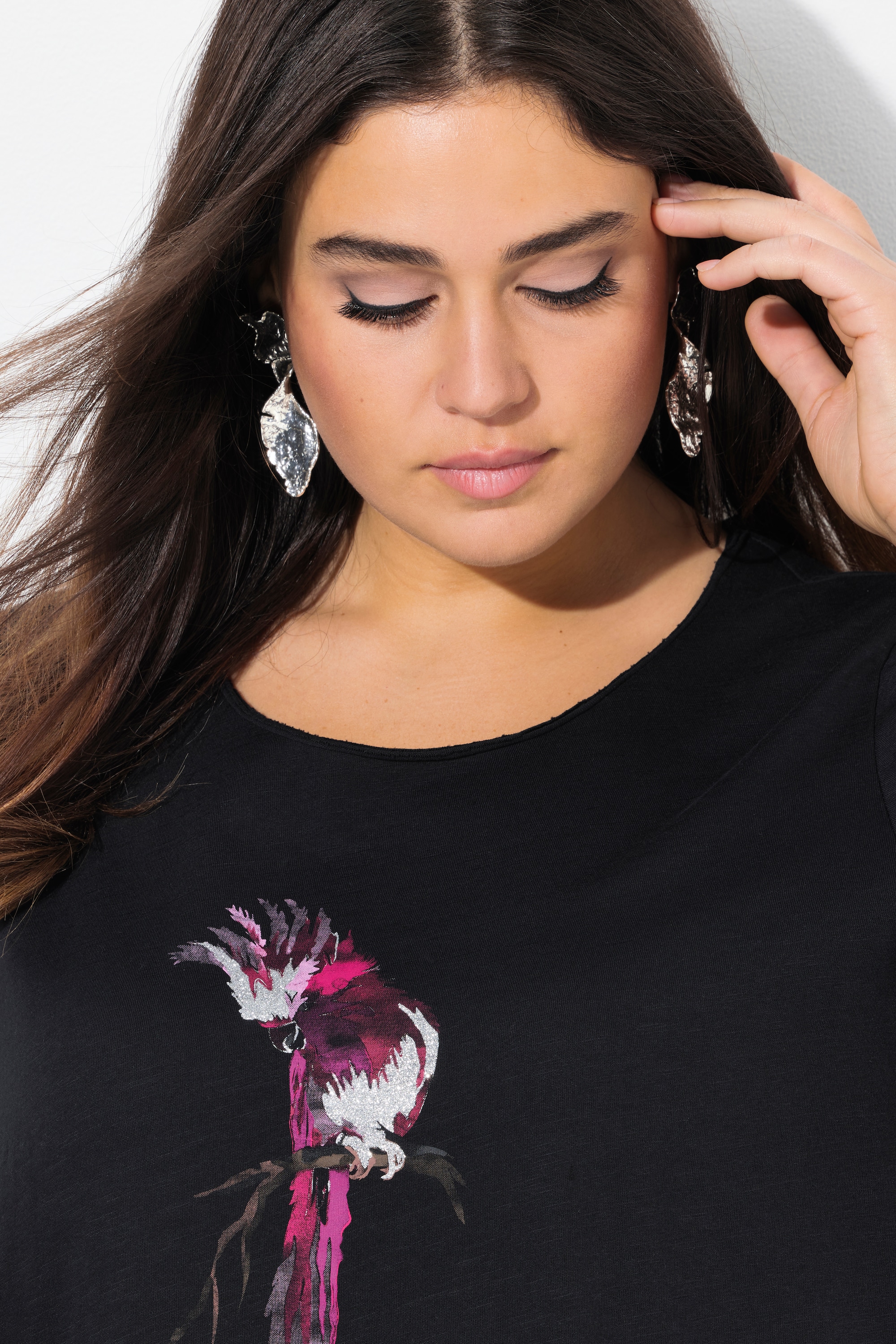 Ulla Popken Damen große Größen T Shirt Papagei Classic Rundhals Halbarm 837510